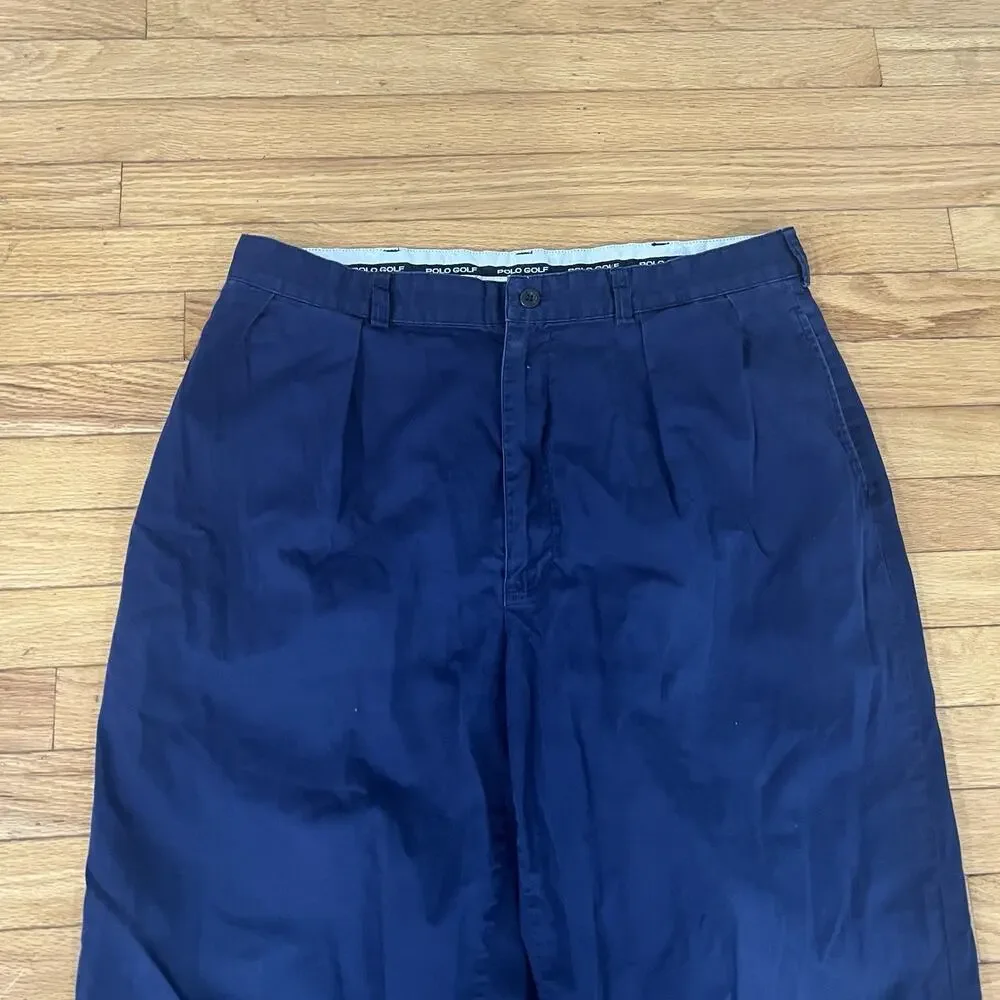 Vintage 90s Pleated Polo Ralph Lauren Golf Pants Mens 36x30 (35x29) Blue Chino